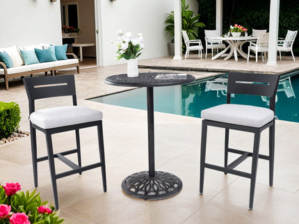 Modern Outdoor Bar Stools With Backrest And Footrest (Set of 2)