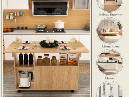 Multi Functional Folding Table With Storage Shelves And Wheels