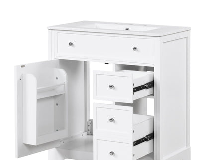 Bathroom Vanity With Sink Top, Cabinet With Door And 2 Drawers - White