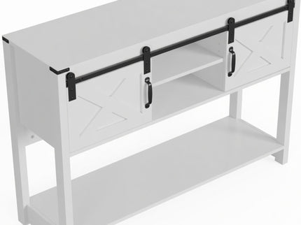 Farmhouse Entryway Table With Sliding Barn Door