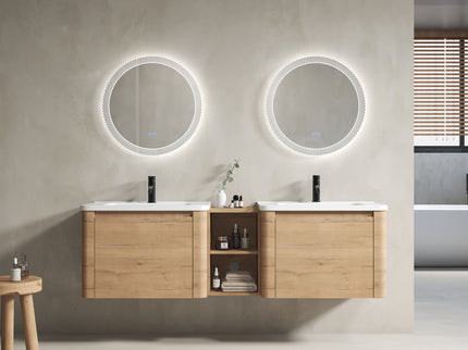 Wall Mounted Bathroom Vanity With Sink And Storage Shelves, Soft Close Doors