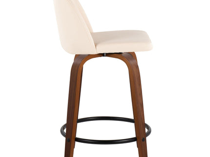 Toriano - Mid Century Modern, Fixed Height Counter Stool & Swivel And Round Footrest (Set of 2)