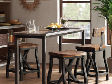 Industrial Counter Stool With Back Removable Solid Acacia - Amber