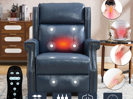 Manual Recliner Chair With Heavy Duty Motion Mechanism, 8 Vibrating Nodes And 3 Massage Modes For Living Room