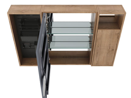 Wall Mounted Bathroom Mirror Cabinet With Soft Close Door, Storage Cabinet - Imitative Oak