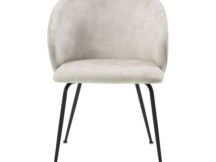 Velvet Upholstery Side Chairs 2 Piece Set With Metal Legs Modern Home Furniture - Beige