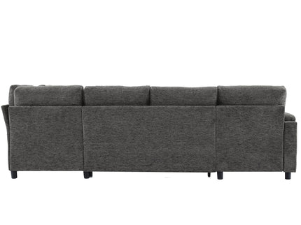 U-Shaped Sectional Sleeper Sofa With Ample Storage Space, 2 Cup Holders And Charging Ports For Living Room