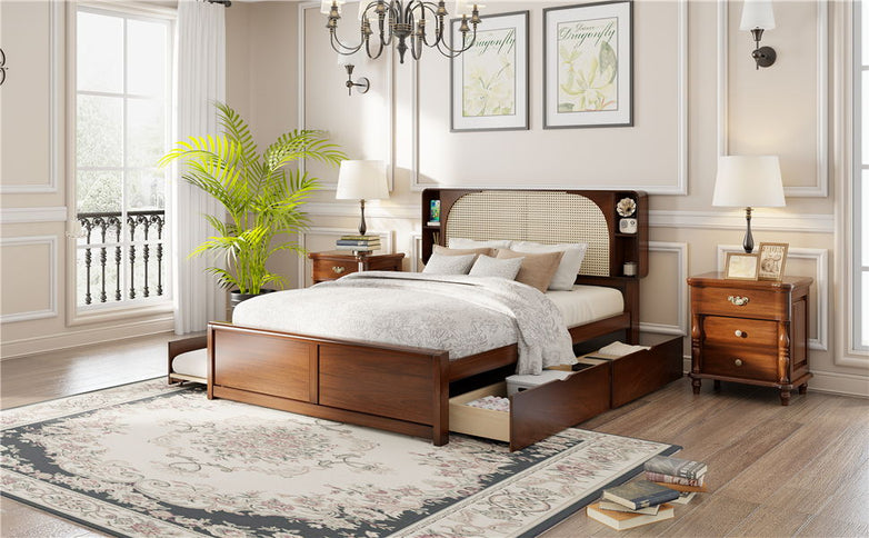 Headboard Bed With 2 Drawers And Trundle