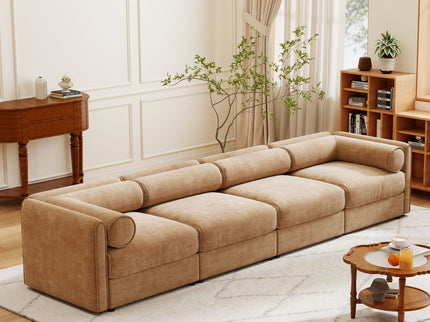 Stylish Sofa With Storage Seat And Cylindrical Backrest