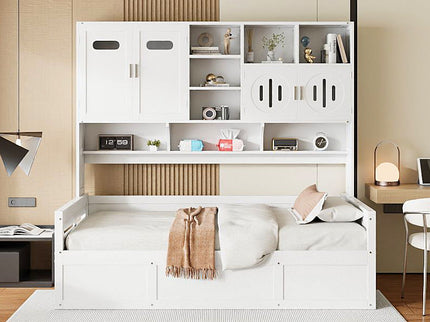 Daybed With All-In-One Cabinet And Shelf