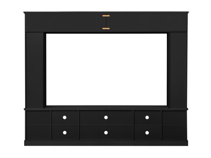 All-In-One Entertainment Center With Bookshelves & Tempered Glass Doors, TV Console Unit For Living Room
