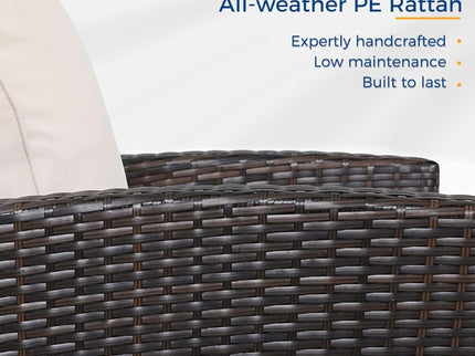 All-Weather Wicker 3 Seat Patio Sofa With Thick Cushions