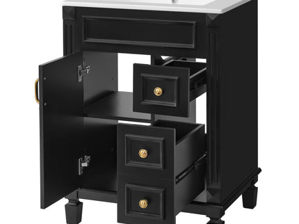 Bathroom Vanity With Sink, Compact Cabinet & 2 Drawers And Adjustable Shelf