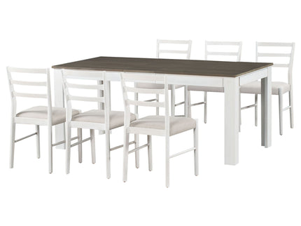7 Piece Dining Set With Extendable Table, 2 Drawers & 6 Upholstered Chairs