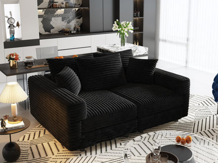 Deep Seat Convertible Sofa With Soft Pillows And Ottomans