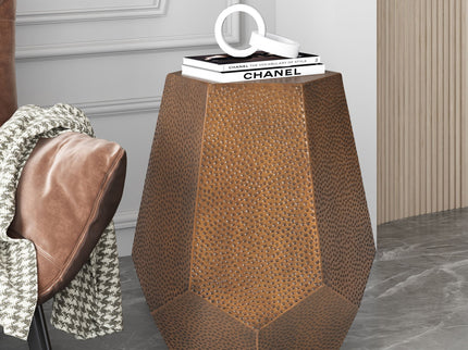 Modern Hammered Iron Geometric End Table
