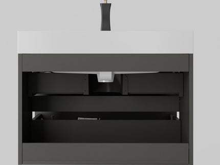 Alice - Bathroom Vanity With Sink, Large Storage Wall Mounted Floating Bathroom Vanity For Modern Bathroom, One-Piece Sink Basin Without Drain And Faucet