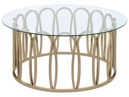 Round Glass Top Table With Polished Metal Base