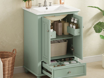 Modern Bathroom Vanity With Sink, Cabinet With Drawer And Dividers, Rectangular Storage Unit