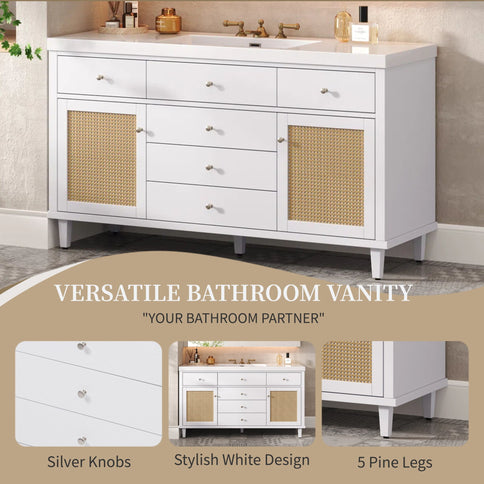Bathroom Vanity With Sink, 5 Legs, Soft Close Drawers