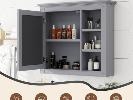 Wall Mounted Medicine Cabinet With Mirror And 3 Open Shelves