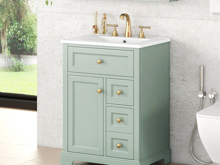 Modern Bathroom Vanity With Sink, 3 Drawers & Cabinet With 2 Tier Door Storage