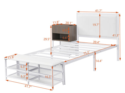 Platform Bed With 2 Tier Storage Shelves, Storage Cabinet