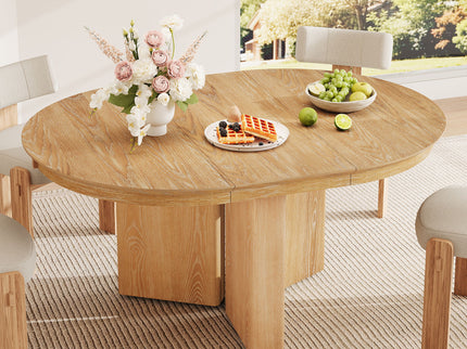 Farmhouse Oval Extendable Dining Table With Pedestal Base