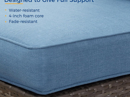 2 Piece Patio Loveseat Set With Thick Cushions, Outdoor Sectional Sofa For Balcony - Blue / Brown