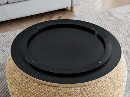 Round Storage Ottoman, 2 In 1 Function, End Table And Ottoman