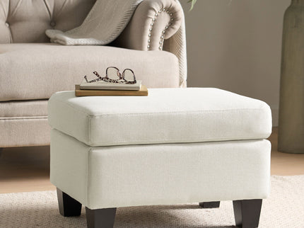 Springfield - Ottoman Contemporary Design Fabric Birch Wood Legs - Beige