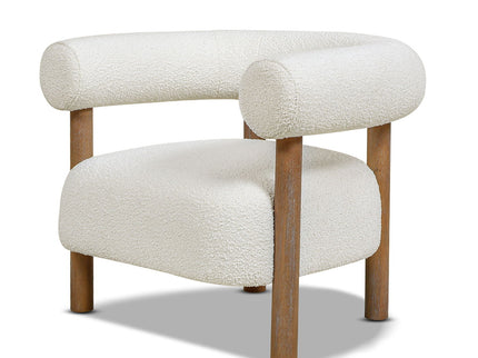 Fuji - Mid Century Modern Barrel Accent Arm Chair - Ivory White