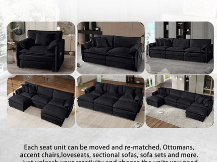 Modern Oversized Deep Seat Luxury 2 Piece Sofa Set With 4 Pillows