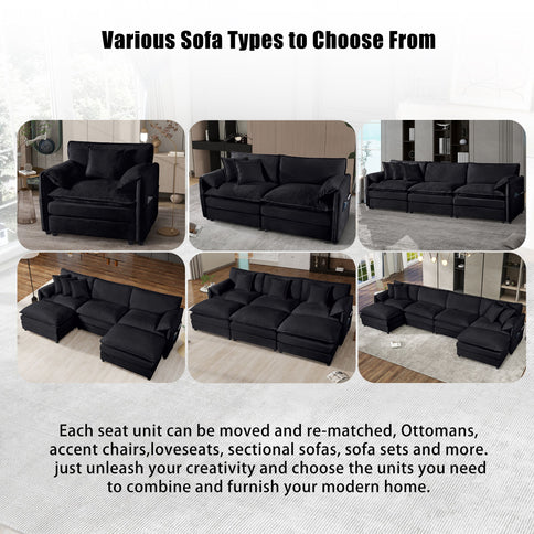 Modern Oversized Deep Seat Sectional Sofa With Pillows
