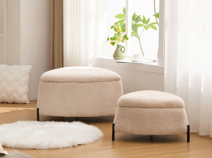 Upholstered Storage Ottoman Set With Reversible Lid