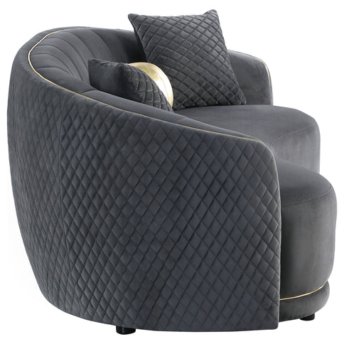 Lorraine - 2 Piece Upholstered Sofa Set With Tufting Trim - Dark Gray