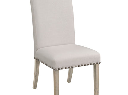 Upholstered Dining Chair With Rolled Edge Seat Back (Set of 2) - Beige