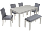 Pearl Silver / 6 Pc. Table, 4 Chairs, Bench