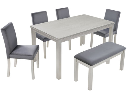 Dining Table Set, Table With A Rectangular Table And Upholstered Chairs