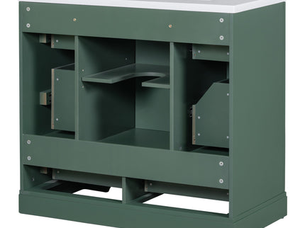 Modern Bathroom Vanity With Sink, 6 Drawers, Adjustable Shelf