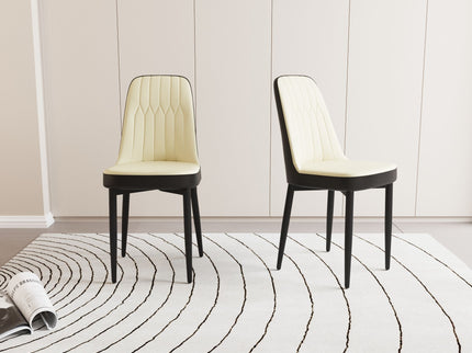 Modern Dining Chair With Cushions And Metal Legs
