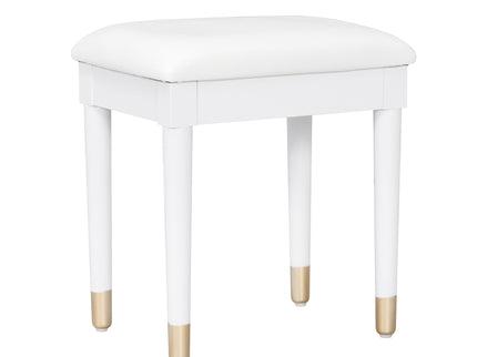 Elegant Vanity Makeup Table & Chair Set Modern Dressing Table With Organizer Writing Desk Charging Port Engineered Wood - White