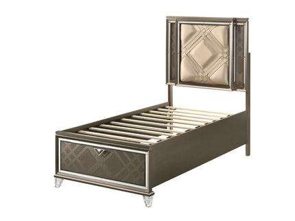 Skylar - Full Bed With LED & Storage - Dark Champagne