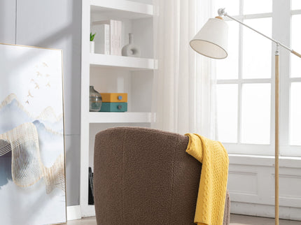 Teddy Fabric Swivel Accent Armchair Barrel Chair With Powder Coating Metal Ring