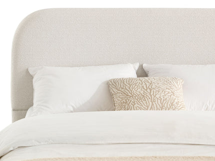Linton - Queen Size Upholstered Platform Bed - Cream White / Light Grey / Camel Oak