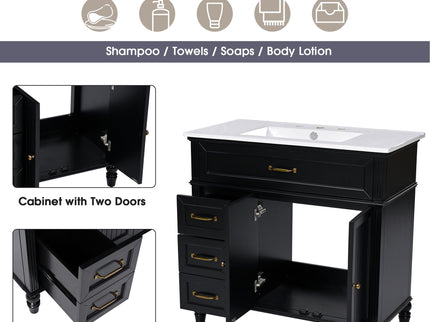 Bathroom Vanity With Sink, Freestanding Cabinet & Drawers