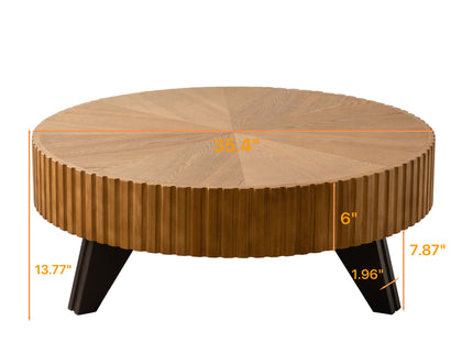 Round Retro Coffee With Solid Wood Legs
