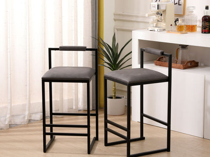 Elegant Bar Stool Set With Backrest And Footrest, Counter Height (Set of 2)