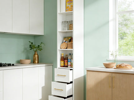 Tall Storage Cabinet With 3 Drawers For Bedroom - White