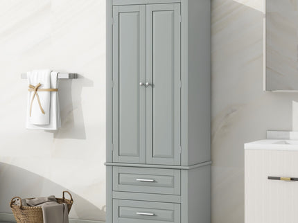 Tall Storage Cabinet With 2 Drawers For Bathroom